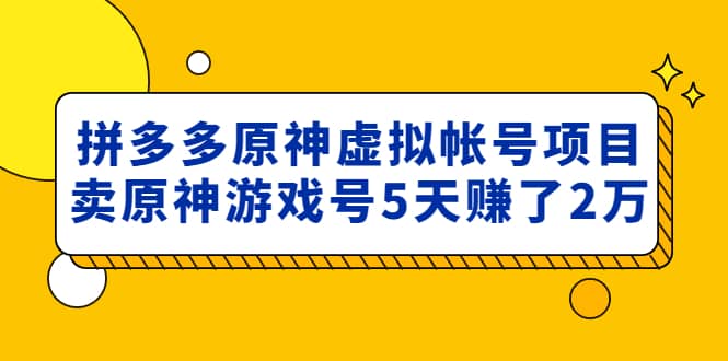 外面卖2980的拼多多原神虚拟帐号项目-课界网