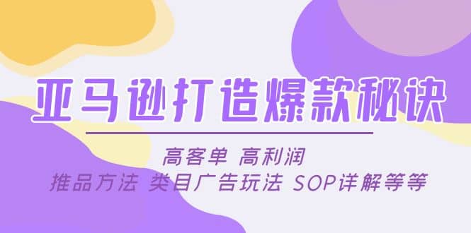 亚马逊打造爆款秘诀：高客单 高利润 推品方法 类目广告玩法 SOP详解等等-课界网