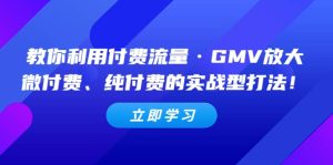 教你利用付费流量·GMV放大,微付费、纯付费的实战型打法-课界网