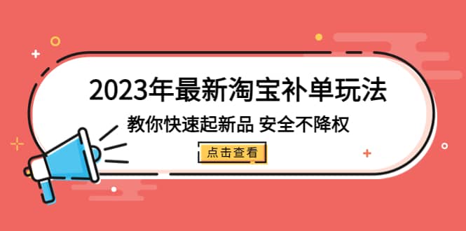 2023年最新淘宝补单玩法，教你快速起·新品，安全·不降权（18课时）-课界网