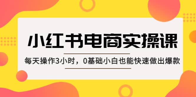 小红书·电商实操课:每天操作3小时,0基础小白也能快速做出爆款-课界网