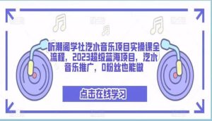 听潮阁学社汽水音乐项目实操课全流程，2023超级蓝海项目，汽水音乐推广，0粉丝也能做-课界网