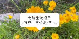 电脑系统重装项目，0成本一单利润20-30-课界网