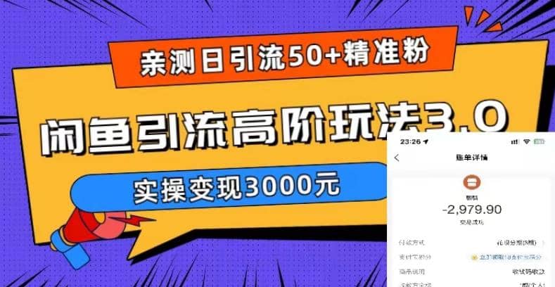 实测日引50+精准粉,闲鱼引流高阶玩法3.0,实操变现3000元-课界网