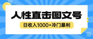 2023最新冷门暴利赚钱项目，人性直击图文号，日收入1000+【视频教程】-课界网