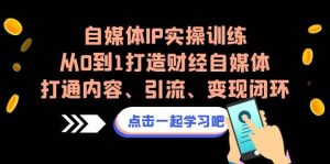 自媒体IP实操训练，从0到1打造财经自媒体，打通内容、引流、变现闭环-课界网
