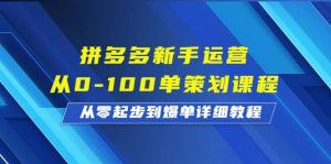 拼多多新手运营从0-100单策划课程,从零起步到爆单详细教程-课界网