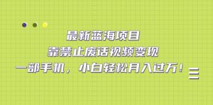 最新蓝海项目，靠禁止废话视频变现，一部手机，小白轻松月入过万！-课界网