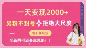 一天收款2000元，男粉不封号拒绝大尺度-色粉全新的变现方法-课界网