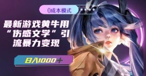 最新游戏黄牛用伤感文学引流暴力变现，一天1000+(附383g素材)-课界网
