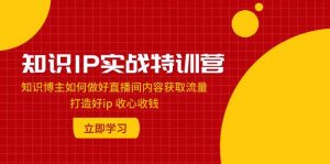 知识IP实战特训营：知识博主如何做好直播间内容获取流量 打造好ip 收心收钱-课界网