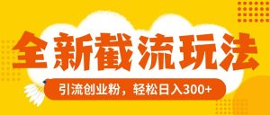 全新截流玩法，精准引流创业粉，轻松日入300+-课界网
