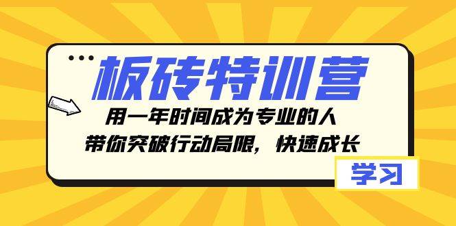板砖特训营，用一年时间成为专业的人，带你突破行动局限，快速成长-课界网