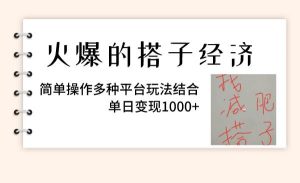 火爆的搭子经济，简单操作多种平台玩法结合，单日变现1000+-课界网