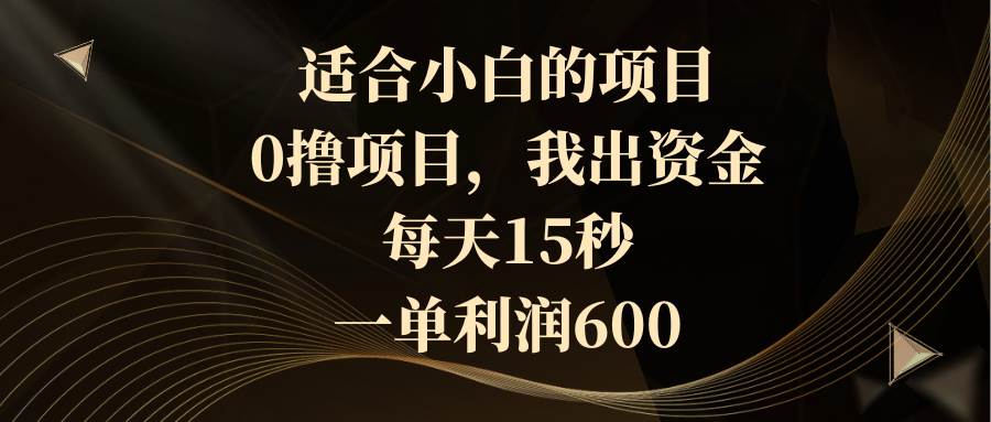 适合小白的项目，0撸项目，我出资金，每天15秒，一单利润600-课界网