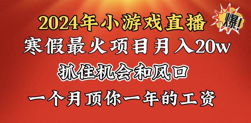 2024年寒假爆火项目，小游戏直播月入20w+，学会了之后你将翻身-课界网