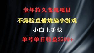 2024年 最优项目，烧脑小游戏不露脸直播  小白上手快 无门槛 一天收益2500+-课界网