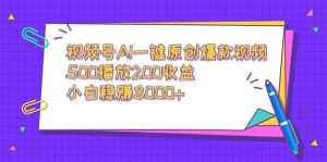 视频号AI一键原创爆款视频，500播放200收益，小白稳赚8000+-课界网