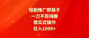 短剧推广野路子，一刀不剪纯搬运，傻瓜式操作，日入1000+-课界网