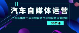 汽车-自媒体运营实战课：汽车-新媒体二手车短视频汽车短视频运营教程-课界网