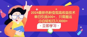 2024最新色粉变现高收益技术，单日引流300+，只需搬运，小白轻松日入1000+-课界网