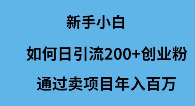 新手小白如何日引流200+创业粉通过卖项目年入百万-课界网