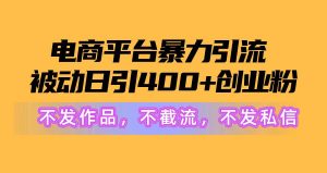 电商平台暴力引流,被动日引400+创业粉不发作品，不截流，不发私信-课界网