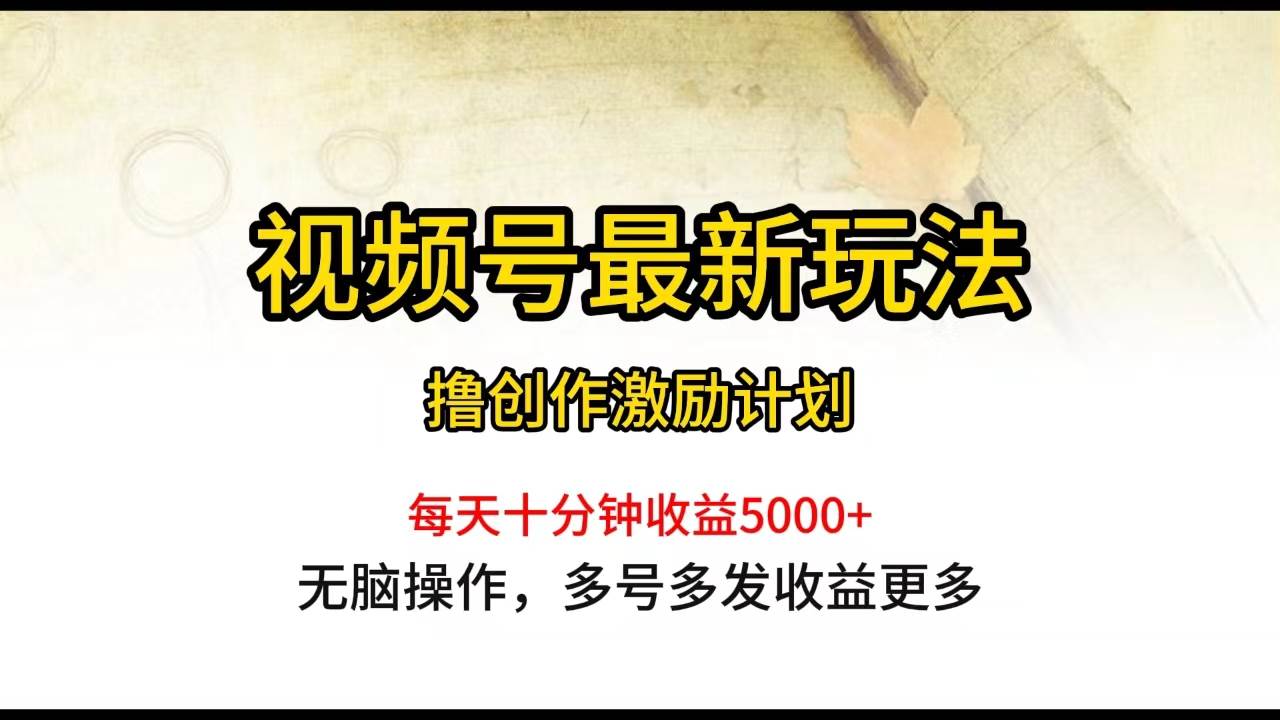 视频号最新玩法，每日一小时月入5000+-课界网