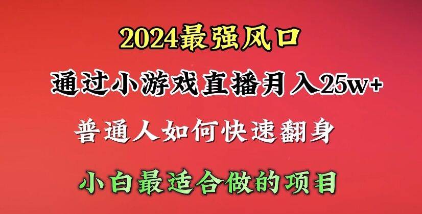 2024年最强风口，通过小游戏直播月入25w+单日收益5000+小白最适合做的项目-课界网
