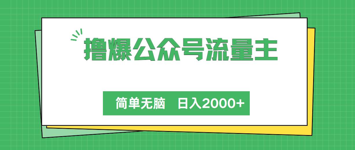撸爆公众号流量主，简单无脑，单日变现2000+-课界网