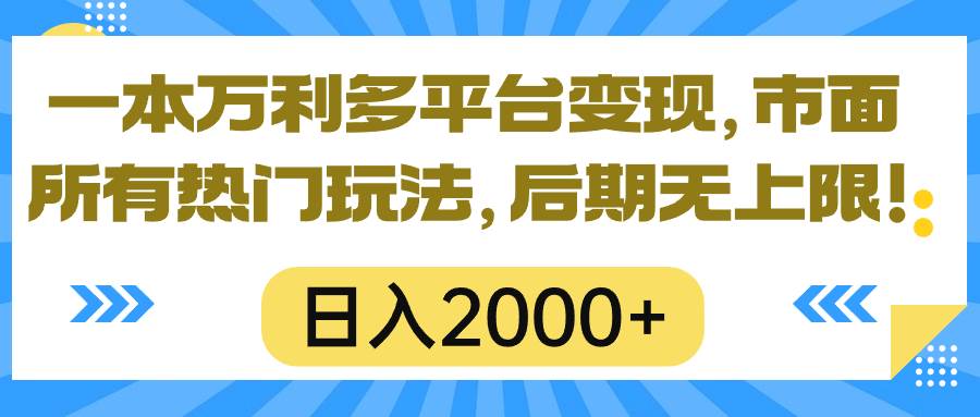 一本万利多平台变现，市面所有热门玩法，日入2000+，后期无上限！-课界网