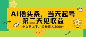 AI撸头条，轻松日入3000+，当天起号，第二天见收益。-课界网