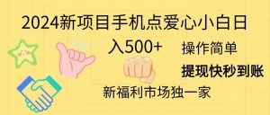 2024新项目手机点爱心小白日入500+-课界网