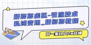拼多多虚拟-引流技术与私域变现_拼多多教程：开一家月入2w店铺-课界网