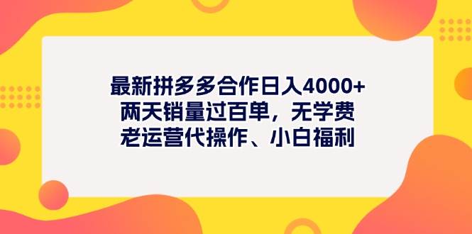 最新拼多多项目日入4000+两天销量过百单，无学费、老运营代操作、小白福利-课界网