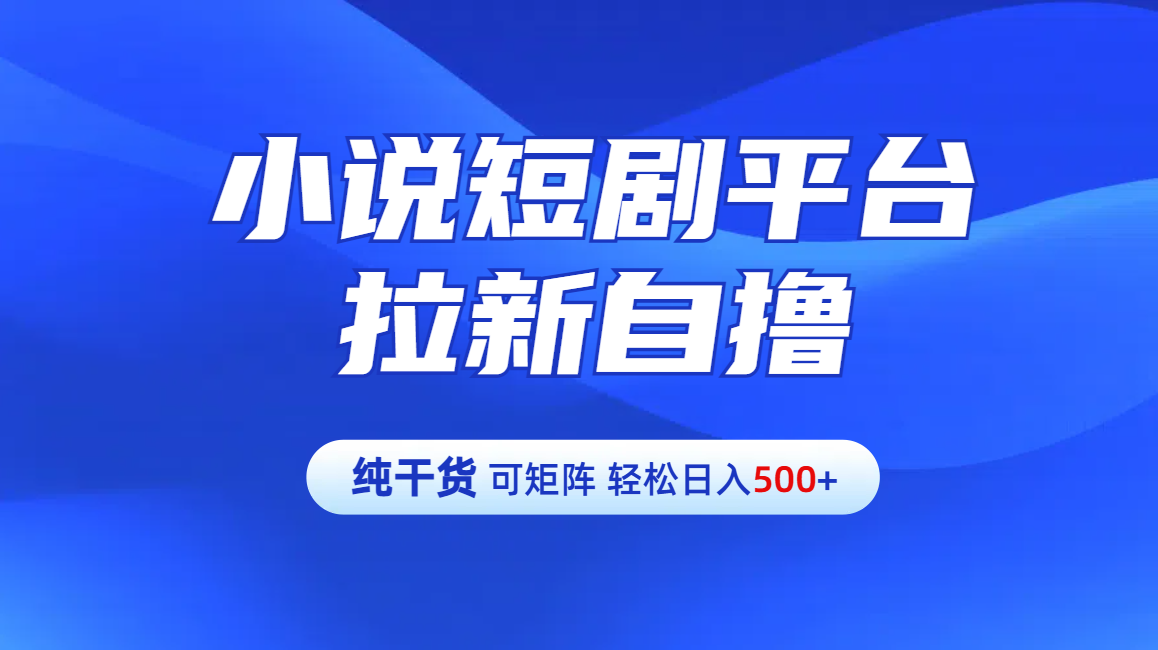 【纯干货】小说短剧平台拉新自撸玩法详解-单人轻松日入500+-课界网