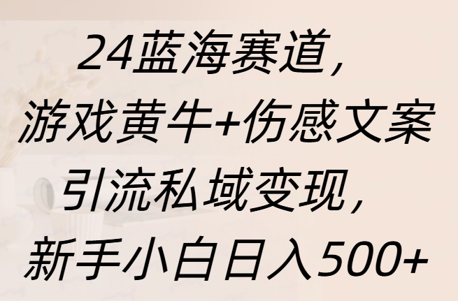 24蓝海赛道，游戏黄牛+伤感文案引流私域变现，新手日入500+-课界网
