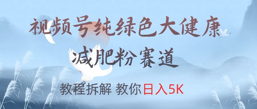 视频号纯绿色大健康粉赛道，教程拆解，教你日入5K-课界网